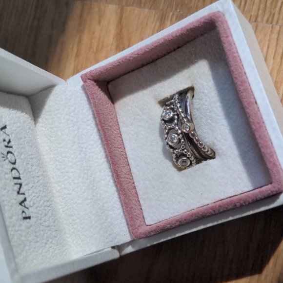Pandora Her Majesty Ring and Pandora Kerry's Small Diamond Ring - Size 5.5 - Picture 2 of 11